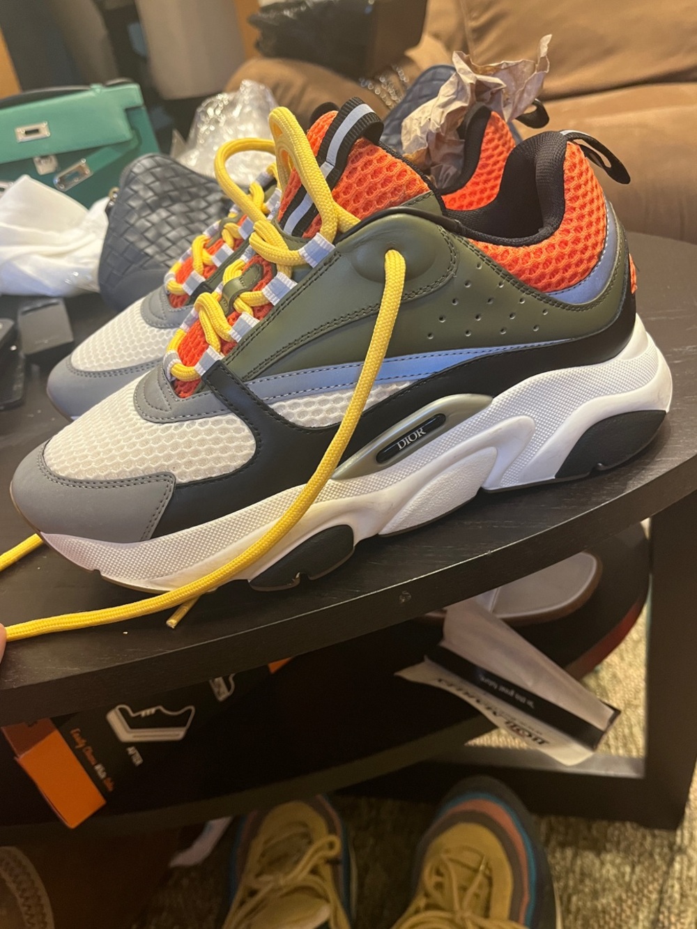 Dior B22 Multicolor Mesh & Leather Chunky Sneakers — size 39